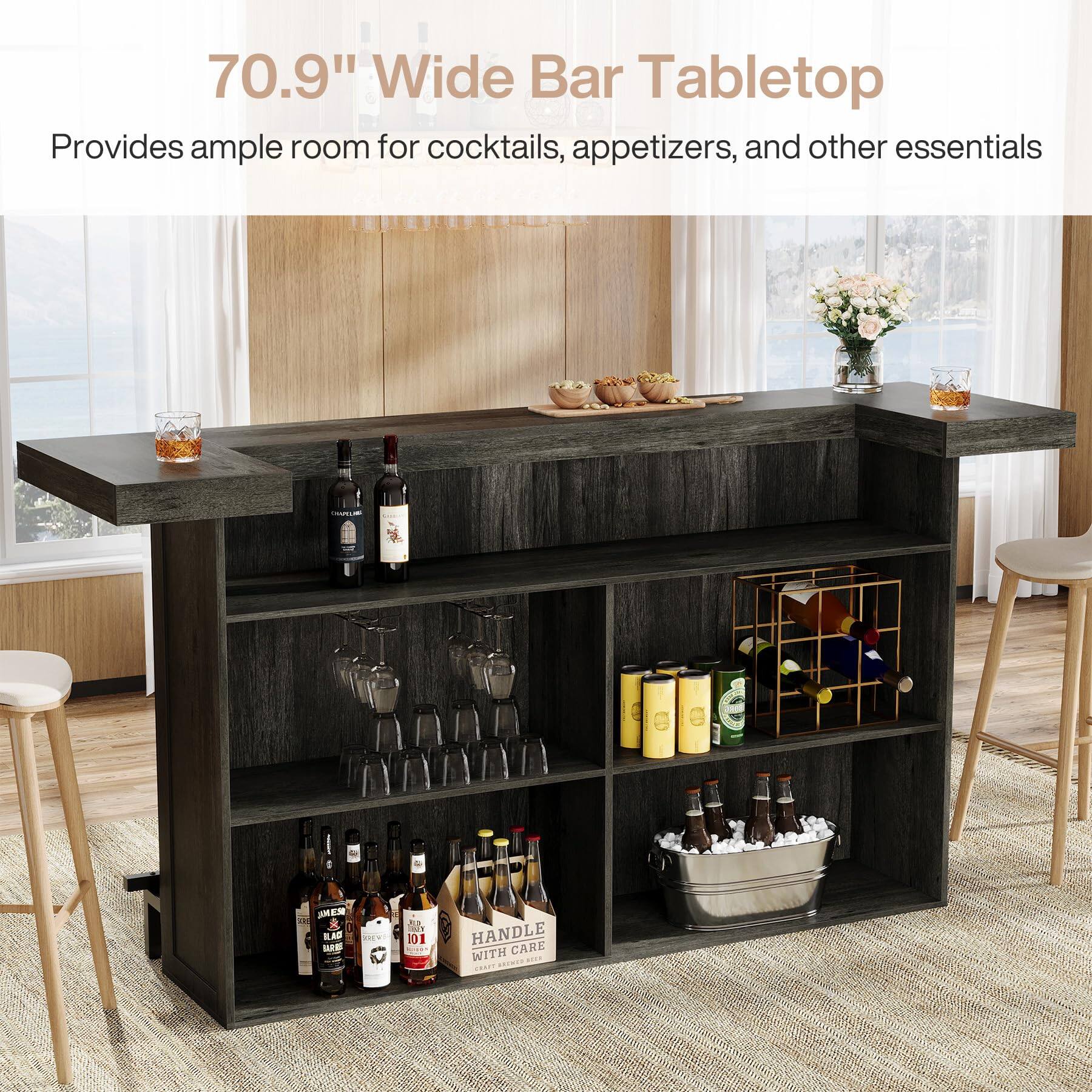 70.9" Wide Bar Tabletop  
Provides ample room for cocktails, appetizers, and other essentials