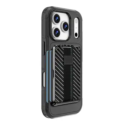 Front. SaharaCase - Raider Series Detachable Wallet Case Compatible with Magsafe for iPhone 17 Pro Max - Black - Black.