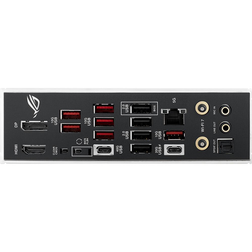 DP HDMI 10G USB CLEAR CMOS 10G USB C BIOS FLBK 2.0 USB 2.0 USB 40G USB BIOS 10G USB 20G USB 5G 7 WI-FI IN MIC OUT LINE OUT SPOIF