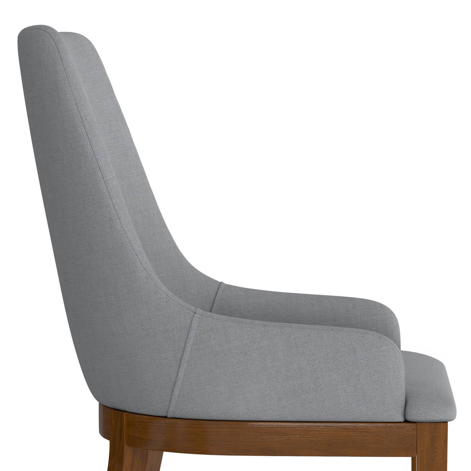 Alt View 6. Simpli Home - Stephanie Dining Chair (Set of 2) in Light Grey Linen Look Fabric - Light Grey.
