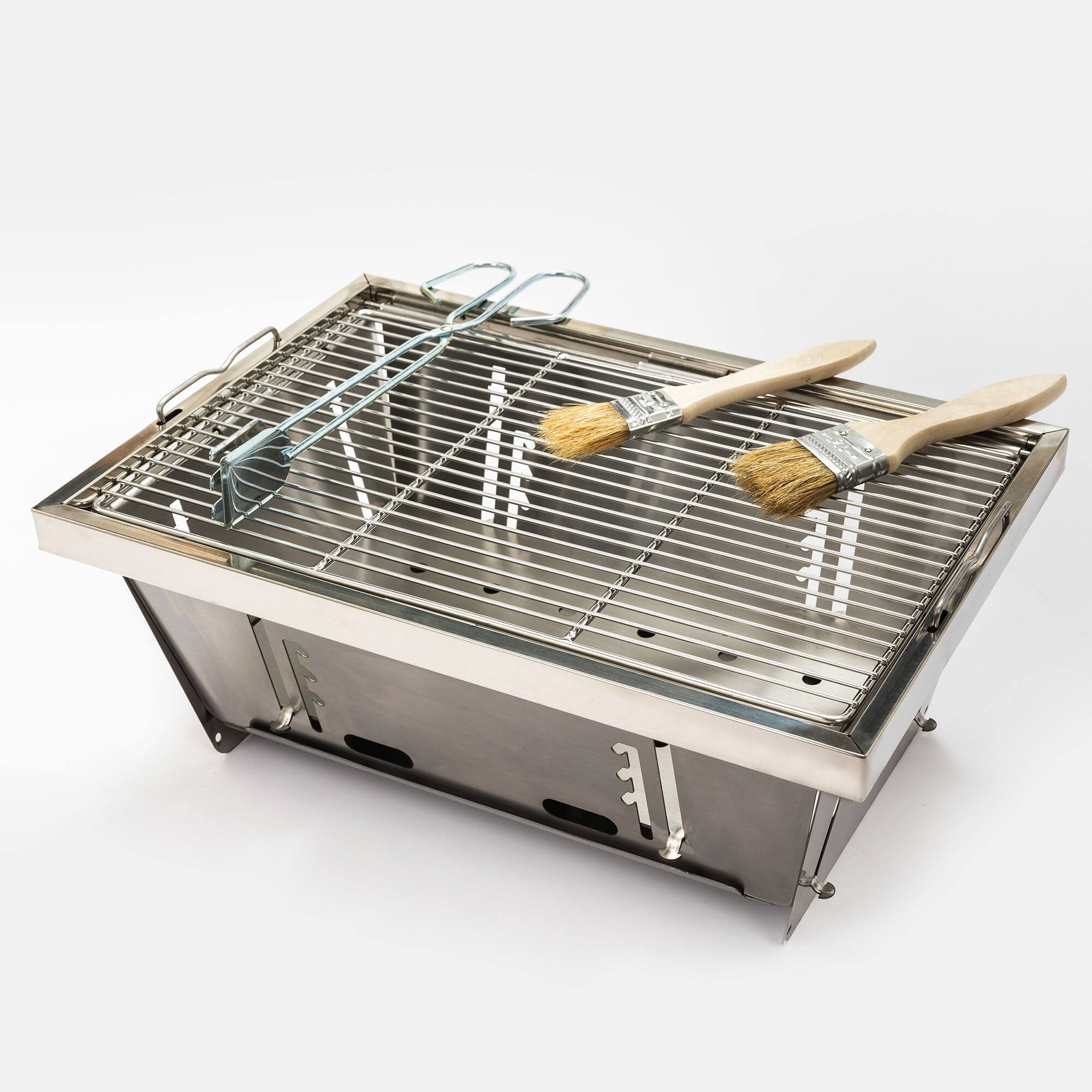 Alt View 4. Boyel Living - Foldable Portable Stainless Steel Charcoal BBQ Grill - Silver.