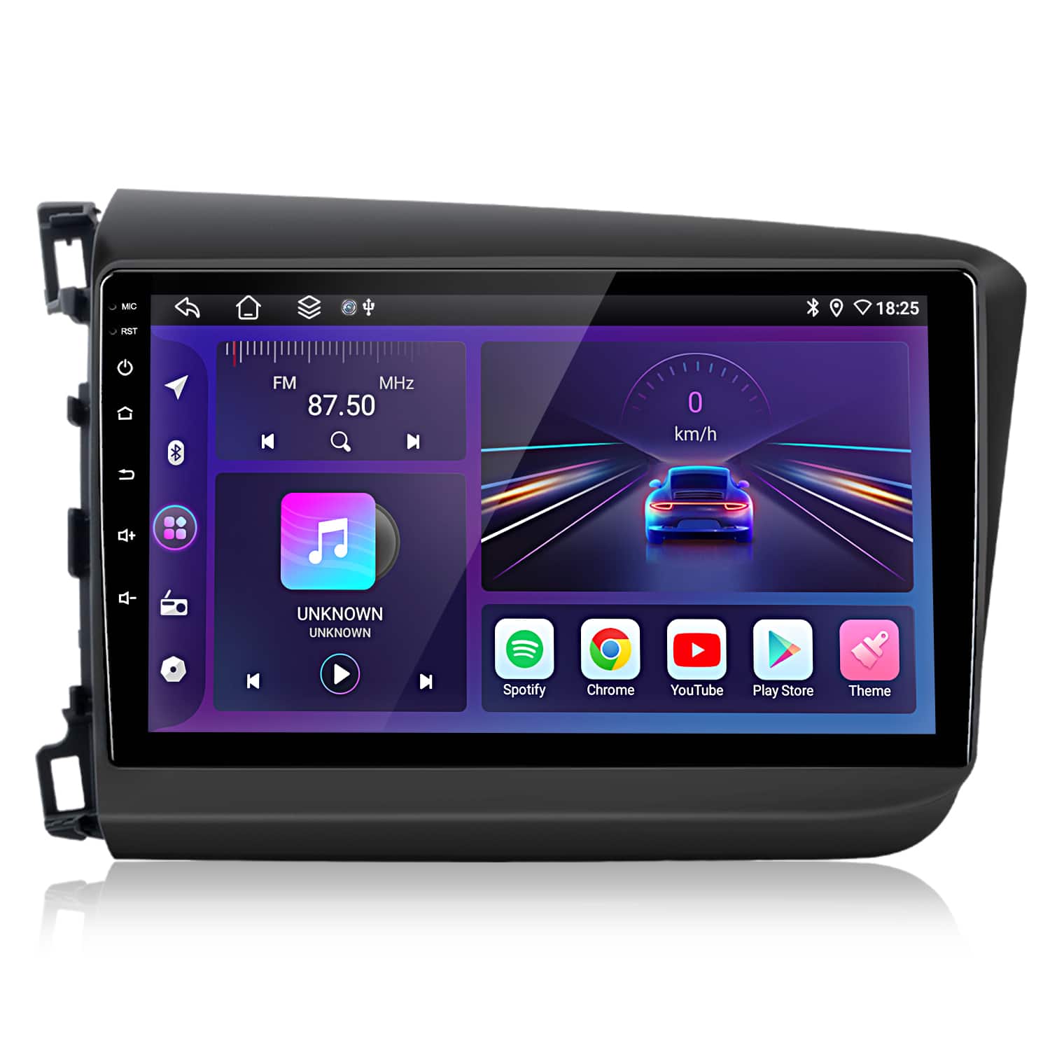 Junsun - 9 Inch 8 Core 6+128GB Carplay Android 15 For Civic 2012-2015 Car Stereo Radio GPS Navi BT FM SWC DSP RDS - Black