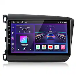 Junsun - 9 Inch 8 Core 6+128GB carplay Android 15 For Honda Civic 2012-2015 Car Stereo Radio GPS Navi BT FM SWC DSP RDS - Black
