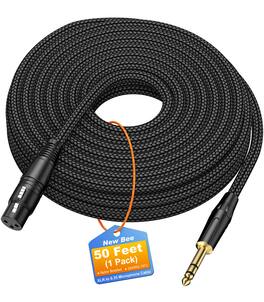 New Bee - 50FT Microphone Cable 6.35mm (1/4 Inch) TRS to XLR Female Cable