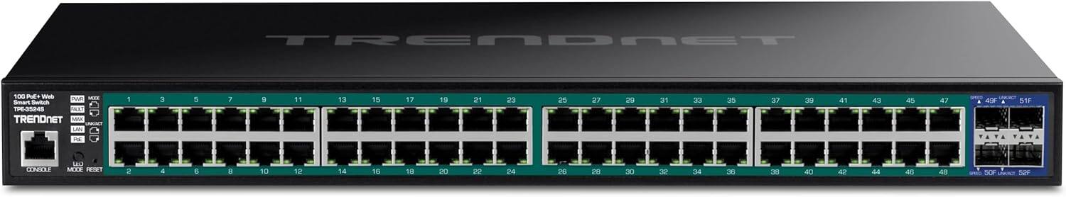 TRENDNET 10G PE+ Web Smart Switch TP-3524S

1 3 5 7 9 11 13 15 17 19 21 23 25 27 29 31 33 35 37 39 41 43 45 47 49F 51F

2 4 6 8 10 12 14 16 18 20 22 24 26 28 30 32 34 36 38 40 42 44 46 48