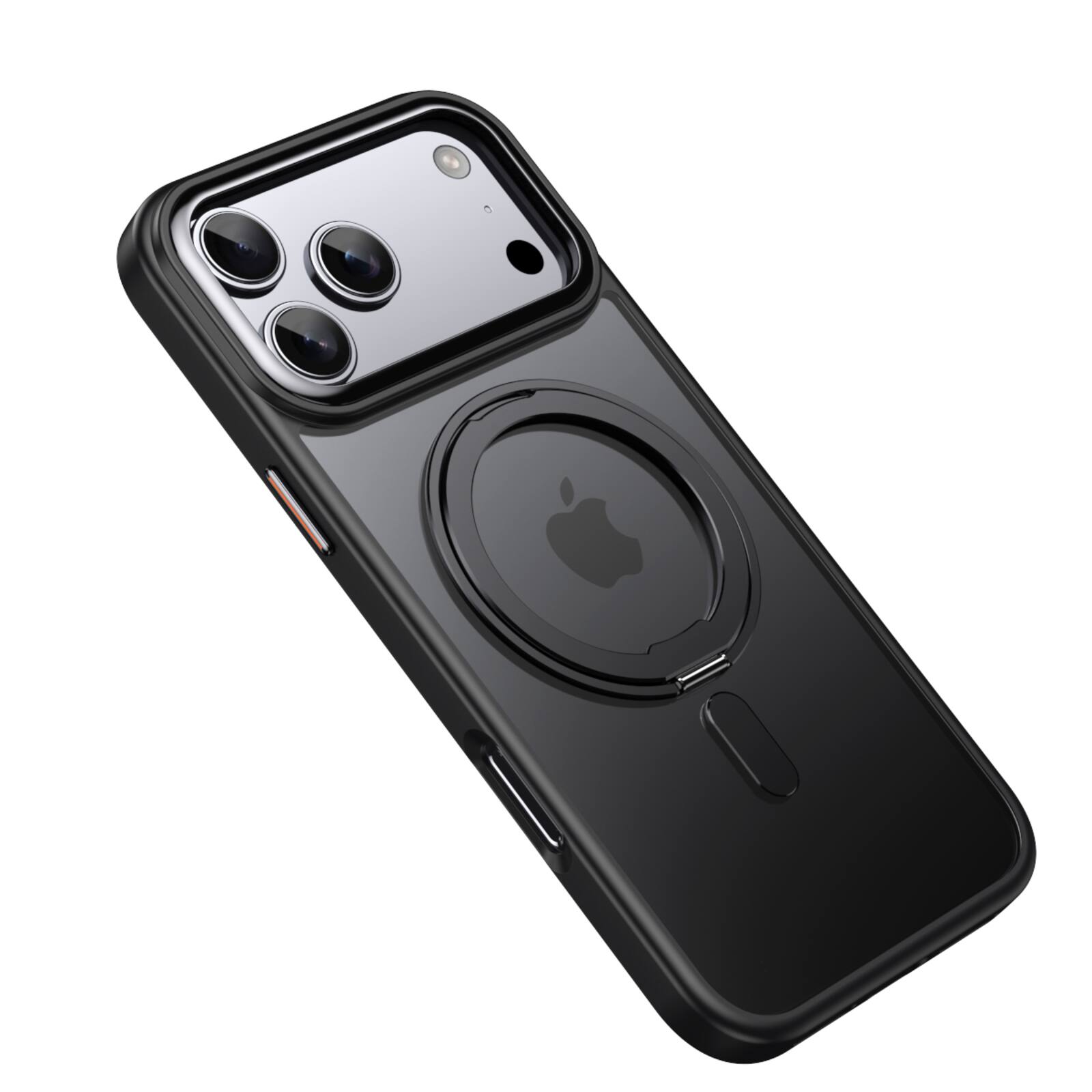 Alt View 3. UUCOVER - For Apple iPhone 17 Pro Max Frosted Case with Rotatable Magnetic Ring Stand MagSafe Compatible Matte Shockproof Cover - Black.