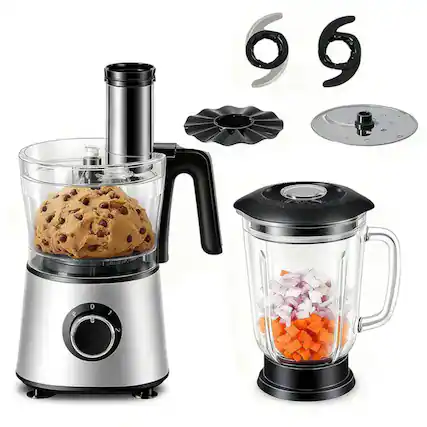Front. Sweet - Food Processor & Vegetable Chopper for Slicing,Shredding, Mincing, and Puree, Electric Meat Grinder with Dual Bowls - Black.