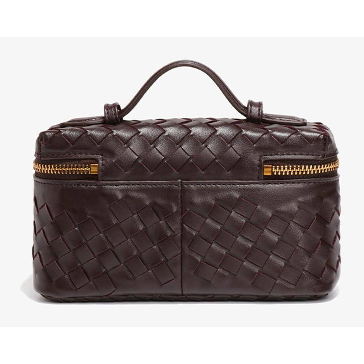 Alt View 2. Fabibe - Trendy Woven Crossbody Purse Square Box Bags Women Shoulder Bag Cute Satchels Mini Pu Leather Top-handle Tote Handbag - A Dark Green 2.