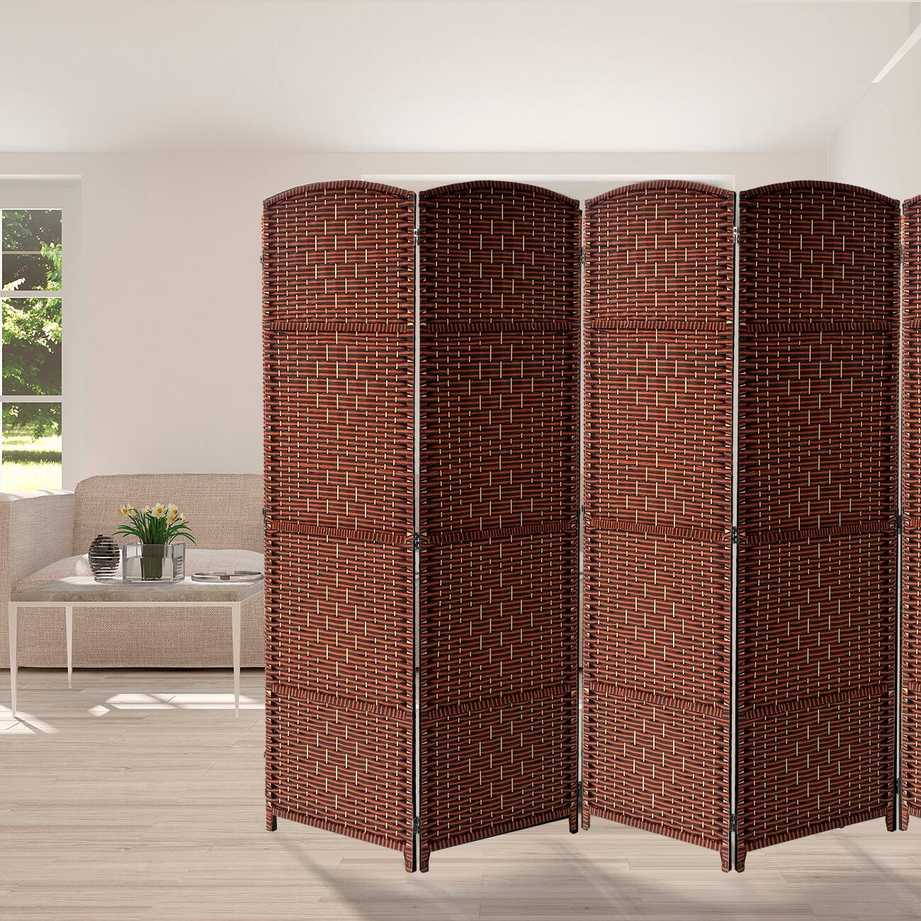 Angle. Sorbus - Sorbus Room Divider Screen Privacy With Double Hinged and Folding - Brown.