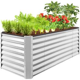 Best Choice Products - 8x2x2ft Raised Metal Outdoor Garden Bed for Flowers Vegetables Herbs - Galvanized