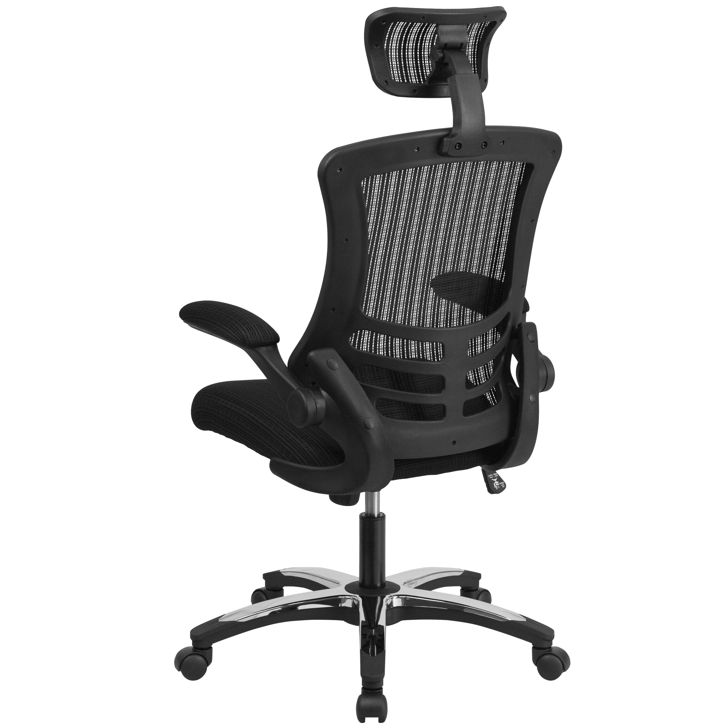 Alt View 5. Emma + Oliver - High-Back Black Mesh Swivel Ergonomic Executive Office Chair with Flip-Up Arms and Adjustable Headrest - Black.