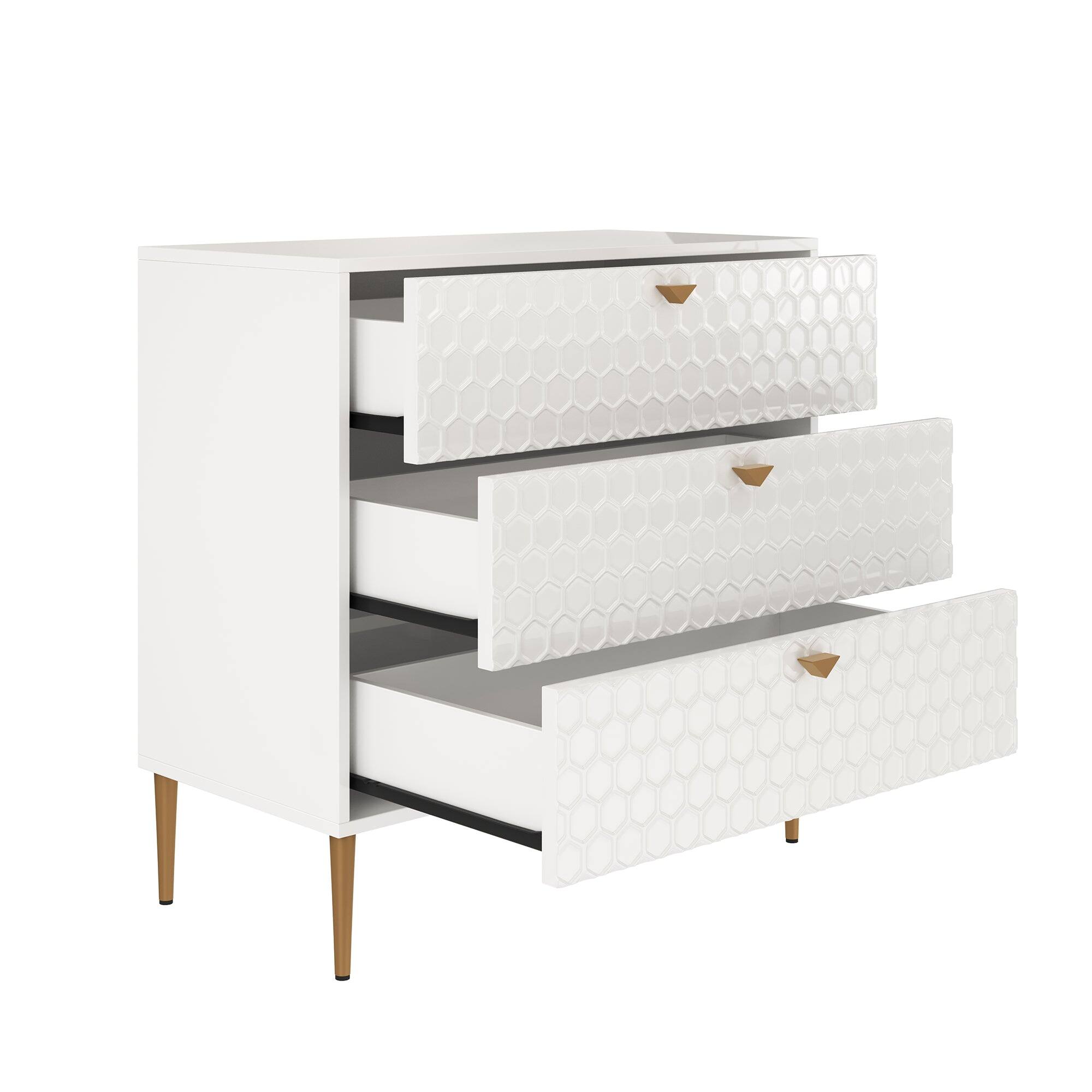 Alt View 8. Boyel Living - White Accent Storage Cabinet with 3-Drawer Chest - White.