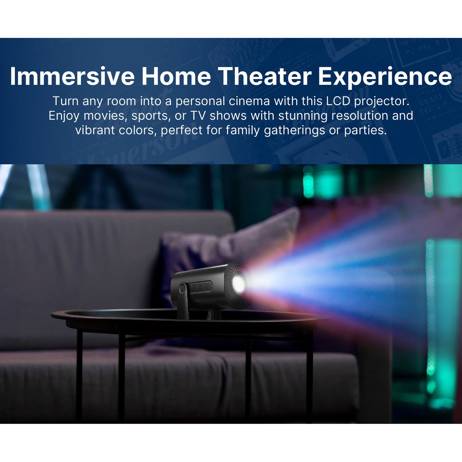 Immersive Home Theater Experience

Turn any room into a personal cinema with this LCD projector. Enjoy movies, sports, or TV shows with stunning resolution and vibrant colors, perfect for family gatherings or parties.