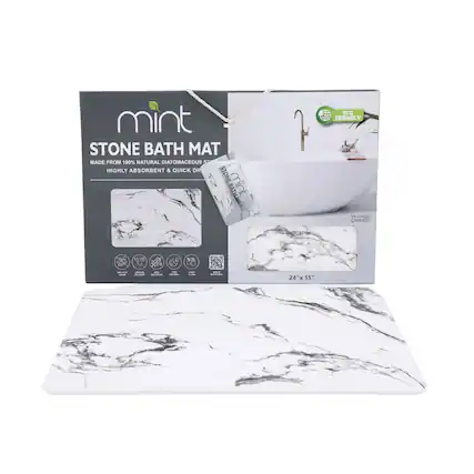 mint STONE BATH MAT MADE FROM 100% NATURAL DIATOMACEOUS STONE HIGHLY ABSORBENT & QUICK DRY STONEBATHLM BATH ECO FRIENDLY WUMEN OWNED 24"x 15"