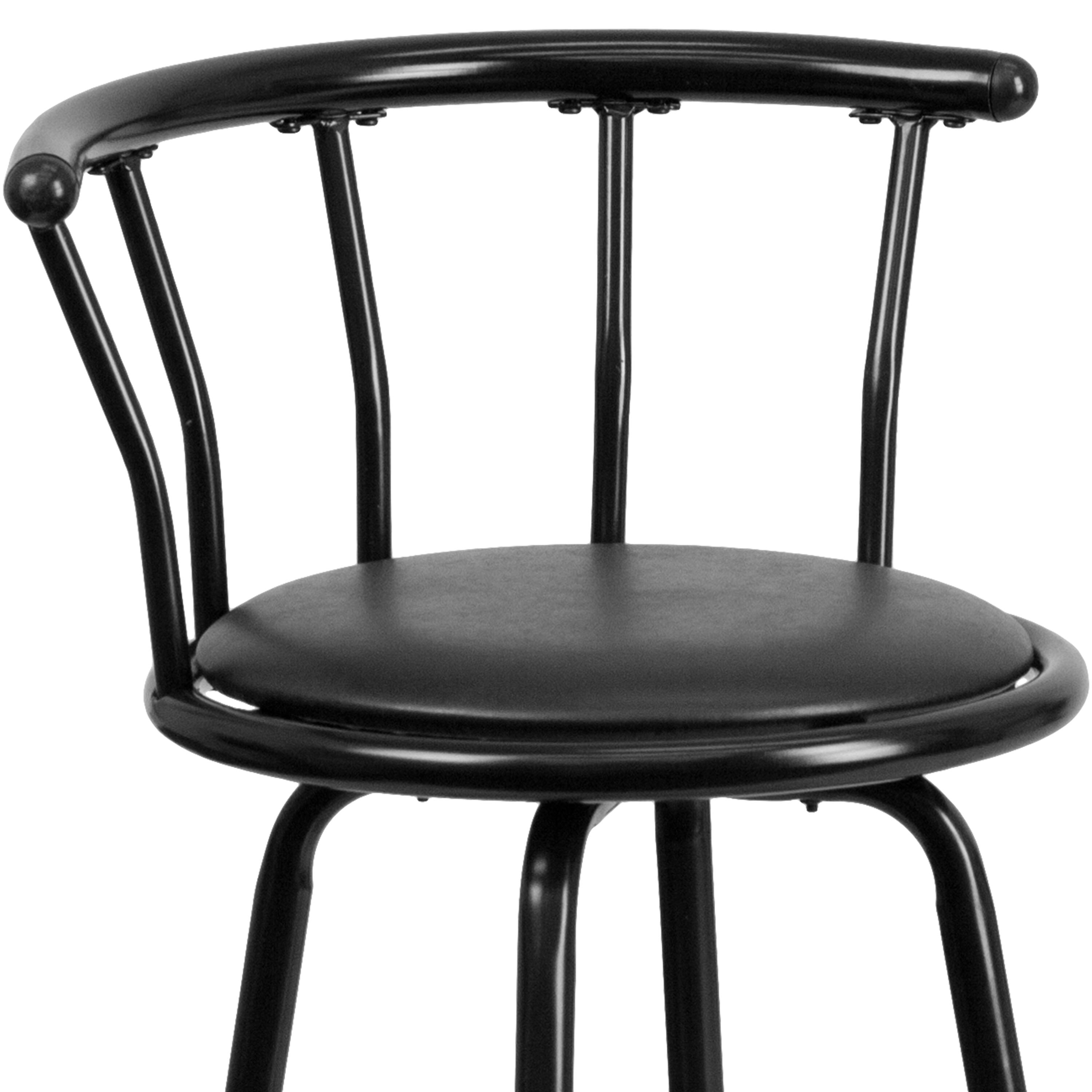 Alt View 10. Emma + Oliver - Crown Back Metal Barstool with Vinyl Swivel Seat - Black.