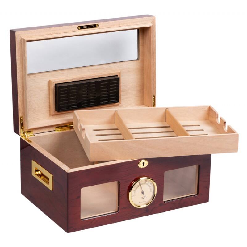 Alt View 2. Prestige - Valencia Desktop Humidor - Rich Ultra High Gloss Finish.