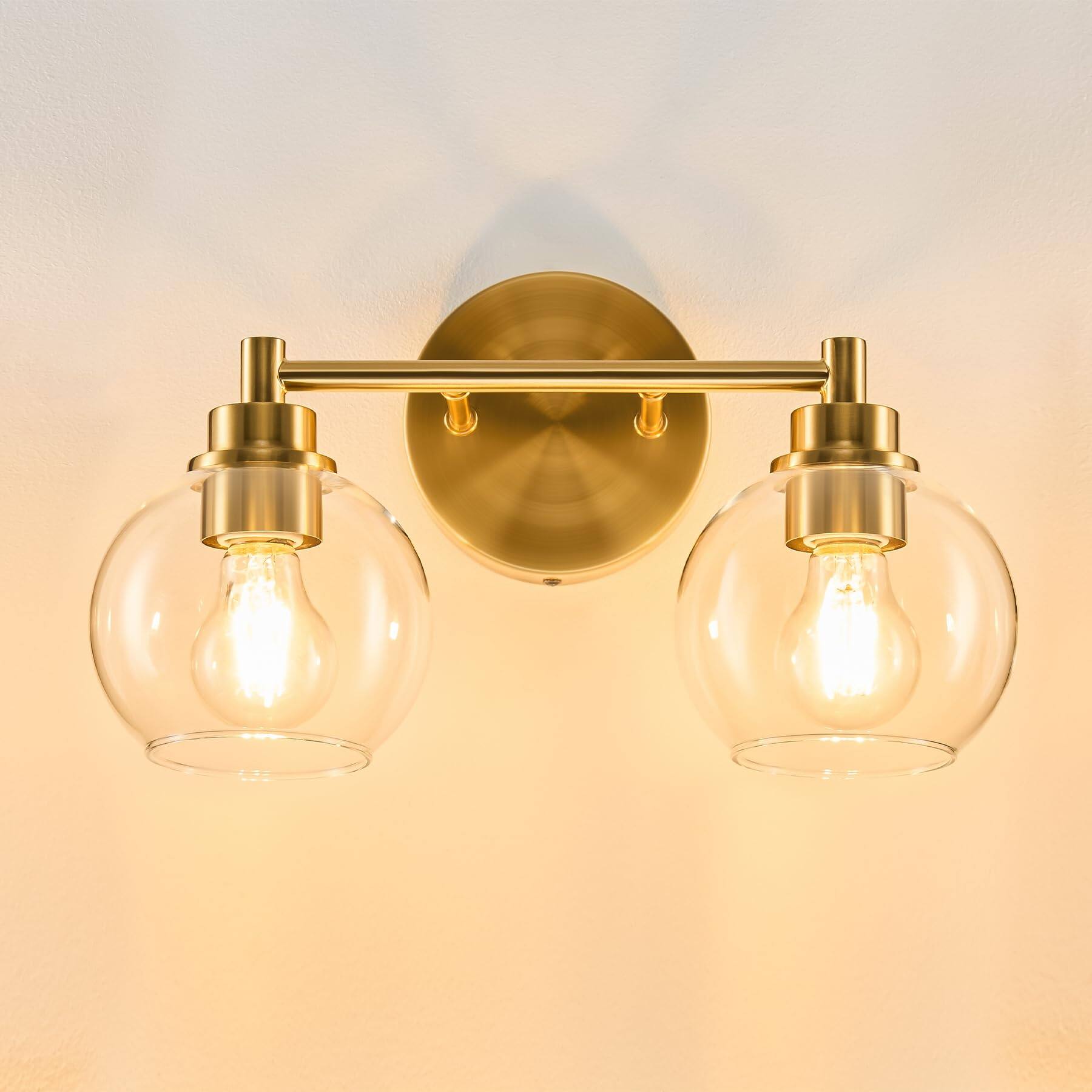 Alt View 6. Dazzling Pops - Bathroom Light Fixtures Vanity With Globe Glass Shades E Sockets Lights Over Mirror For Bedroom Hallway Liv - Gold 4-Light.