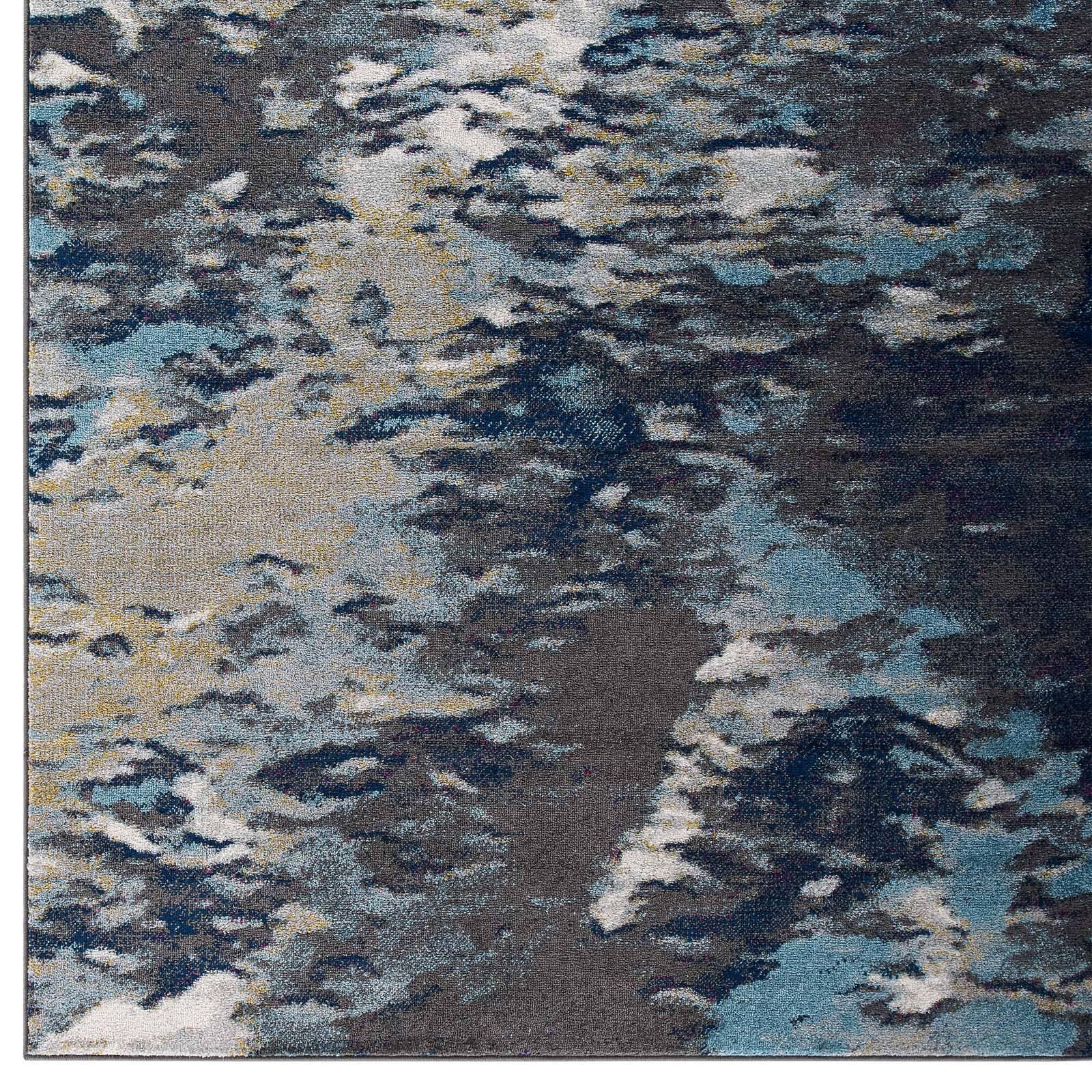 Alt View 2. Modway - Entourage Foliage Contemporary Modern Abstract Area Rug - Blue Tan Gray.