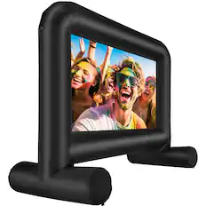 Front. VEVOR - Inflatable Movie Screen, 14 FT Inflatable Projector Screen for Outside with Blower and Carrying Bag - Black,White.