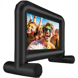 VEVOR - Inflatable Movie Screen, 14 FT Inflatable Projector Screen for Outside with Blower and Carrying Bag - Black,White