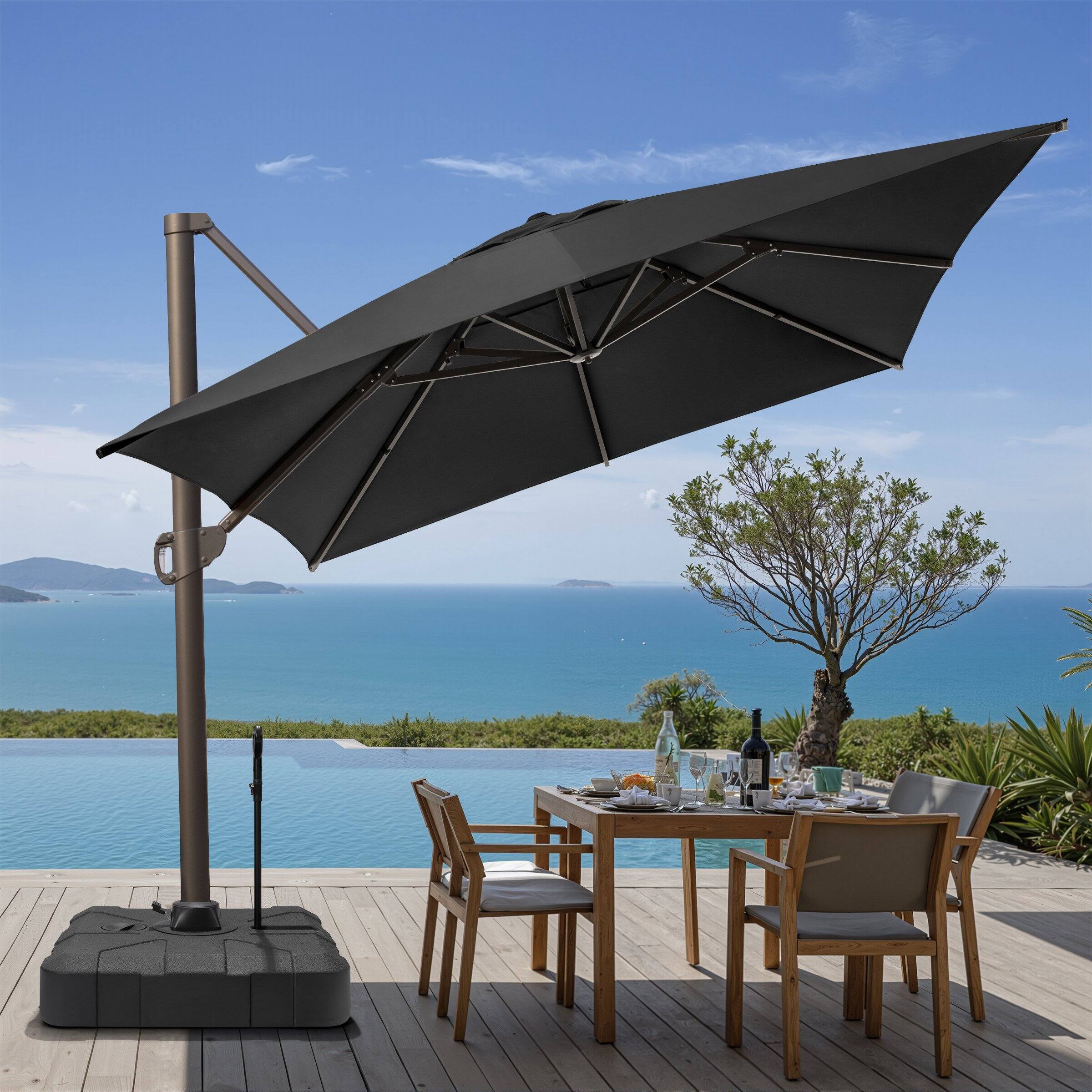 Back. Crestlive Products - Crestlive Products 10x13ft Aluminum Crank Cantilever Patio Umbrella with Base - Black.