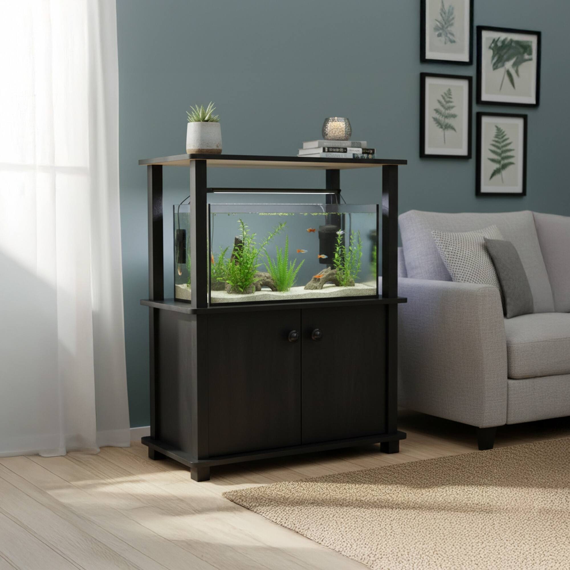Alt View 3. Redmon - Redmon Freestanding 3-Shelf 2-Door Storage Floor Cabinet, Espresso Woodgrain - Espresso woodgrain.