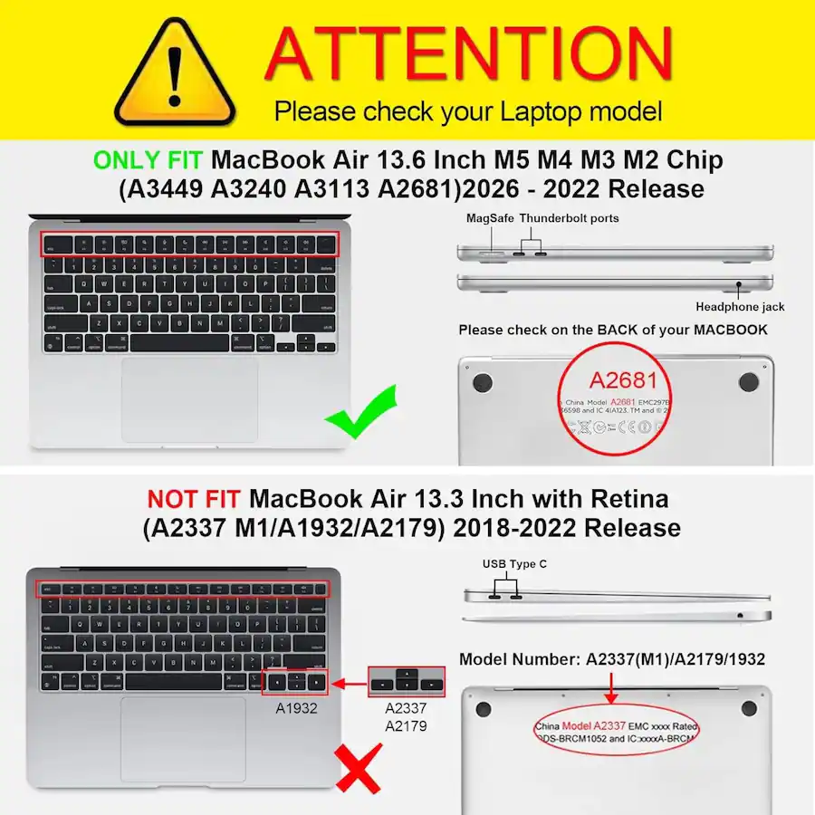 Kitcheniva Snap On Hard Shell Case For MacBook Air 13.6 Inch A3449 ...