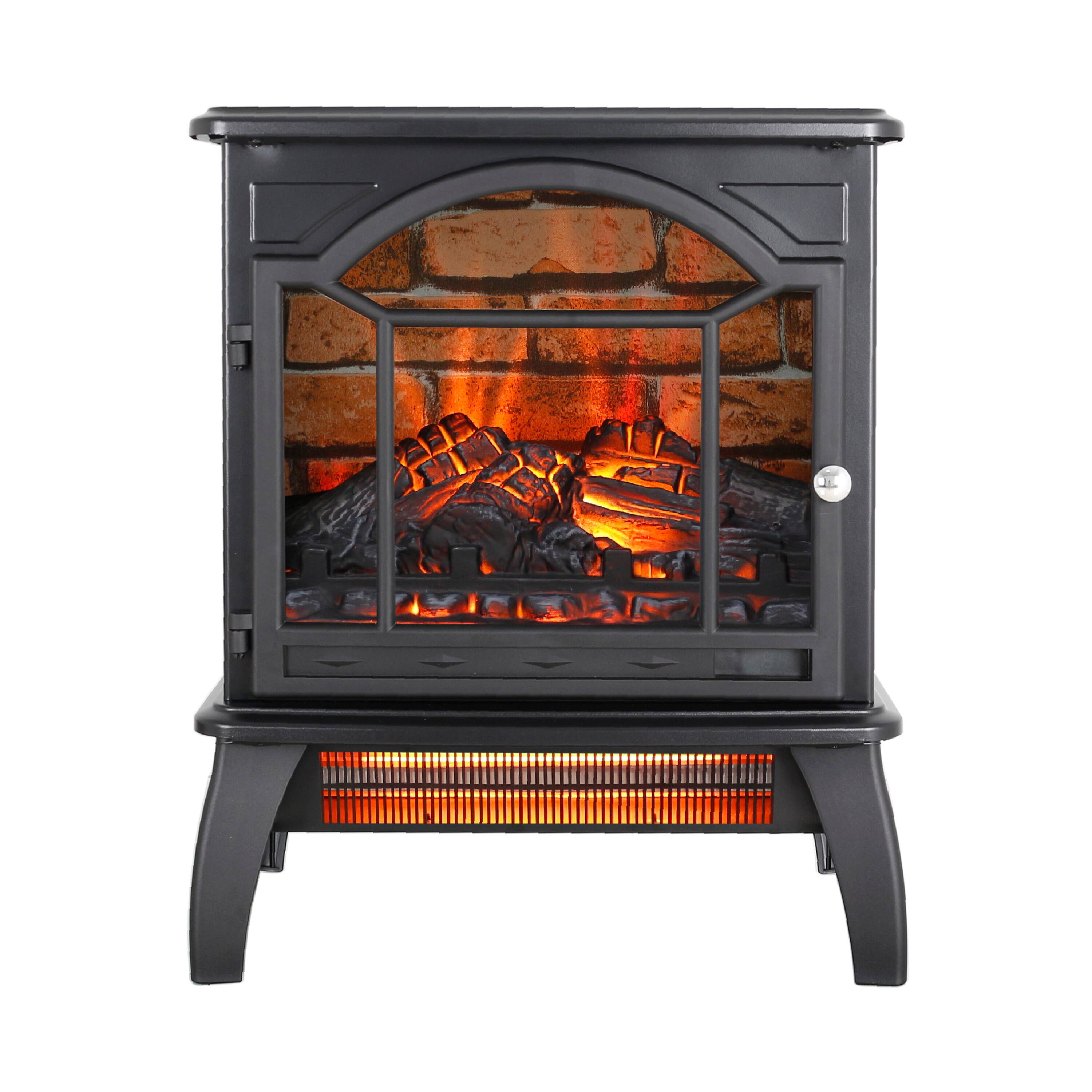 Alt View 5. GOODSILO - 18"" Electric Infrared Quartz Fireplace Stove with Remote - Freestanding Design - Antique Black.