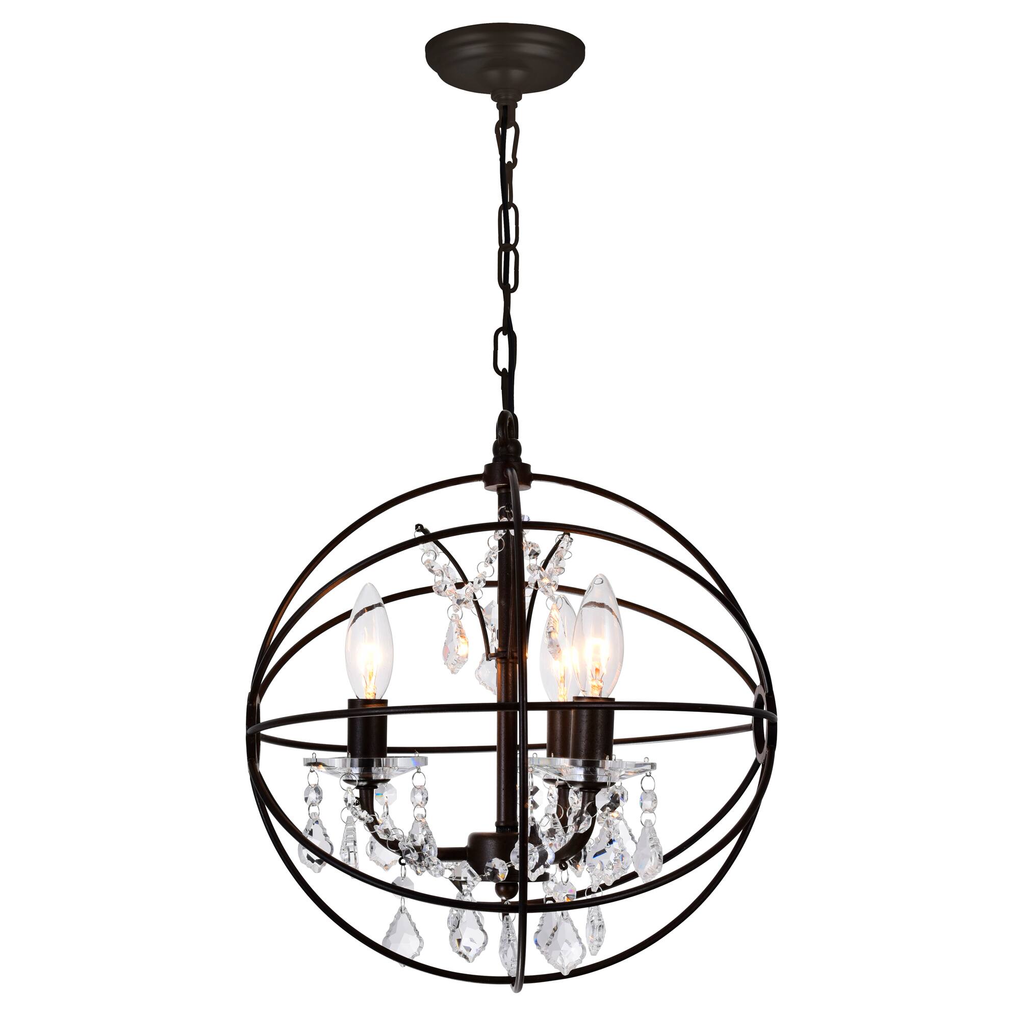 Back. CWI Lighting - Campechia 3 Light Up Mini Chandelier With Brown Finish - Brown.