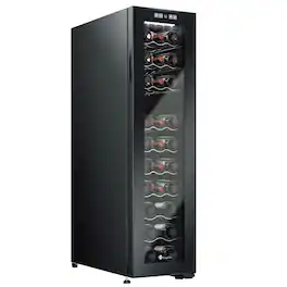 KingChii - 27-Bottle Freestanding Wine Cooler with Digital Temperature Control and Low Noise Compressor - Black