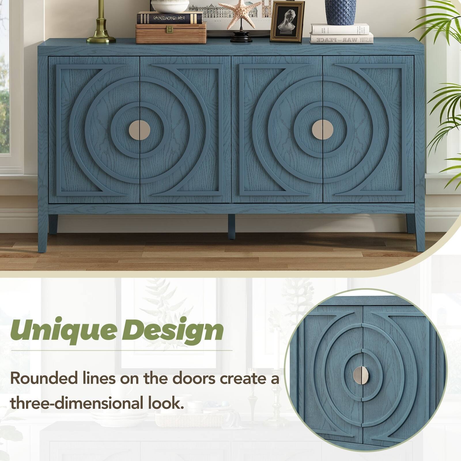 Unique Design  
Rounded lines on the doors create a three-dimensional look.