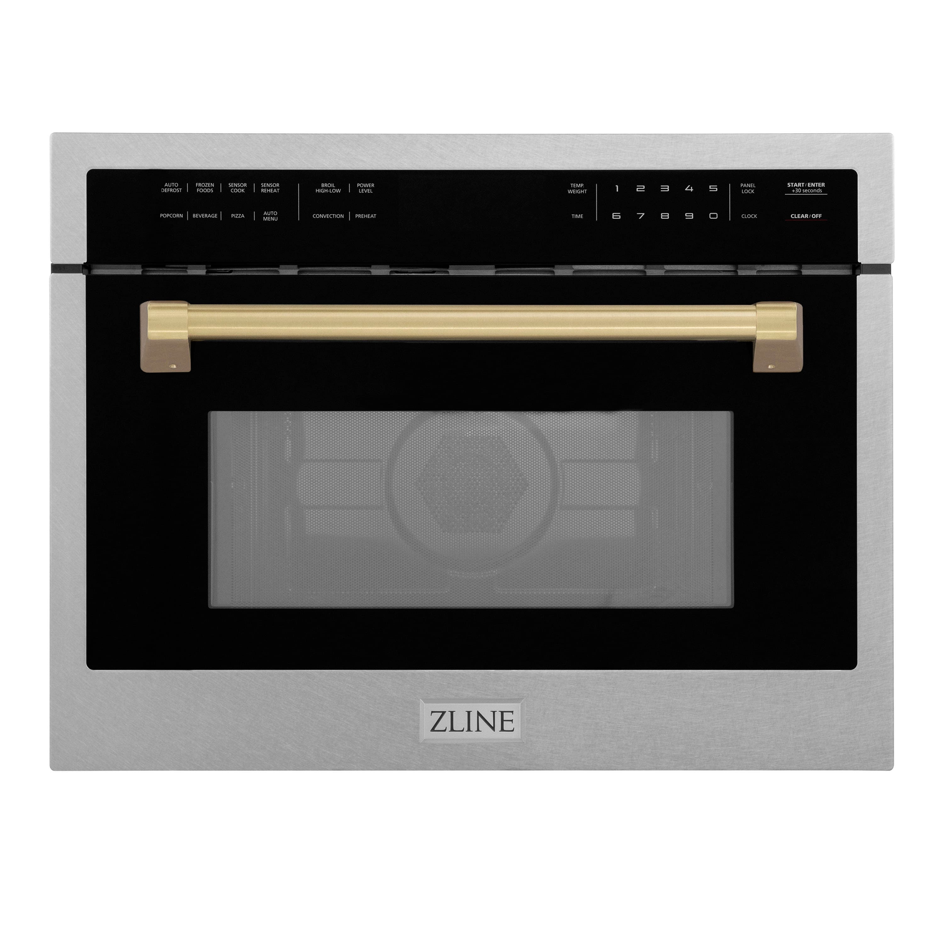ZLINE - Autograph 24 in. 1.6 cu. ft. Built-in Convection Microwave Oven with Sensor Cooking in Satin with Champagne Accents - Satin Stainless Steel