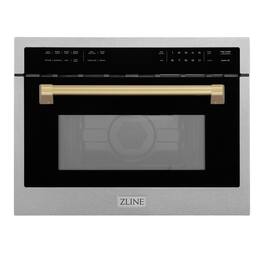 ZLINE - Autograph 24 in. 1.6 cu. ft. Built-in Convection Microwave Oven with Sensor Cooking in Satin with Champagne Accents - Satin Stainless Steel