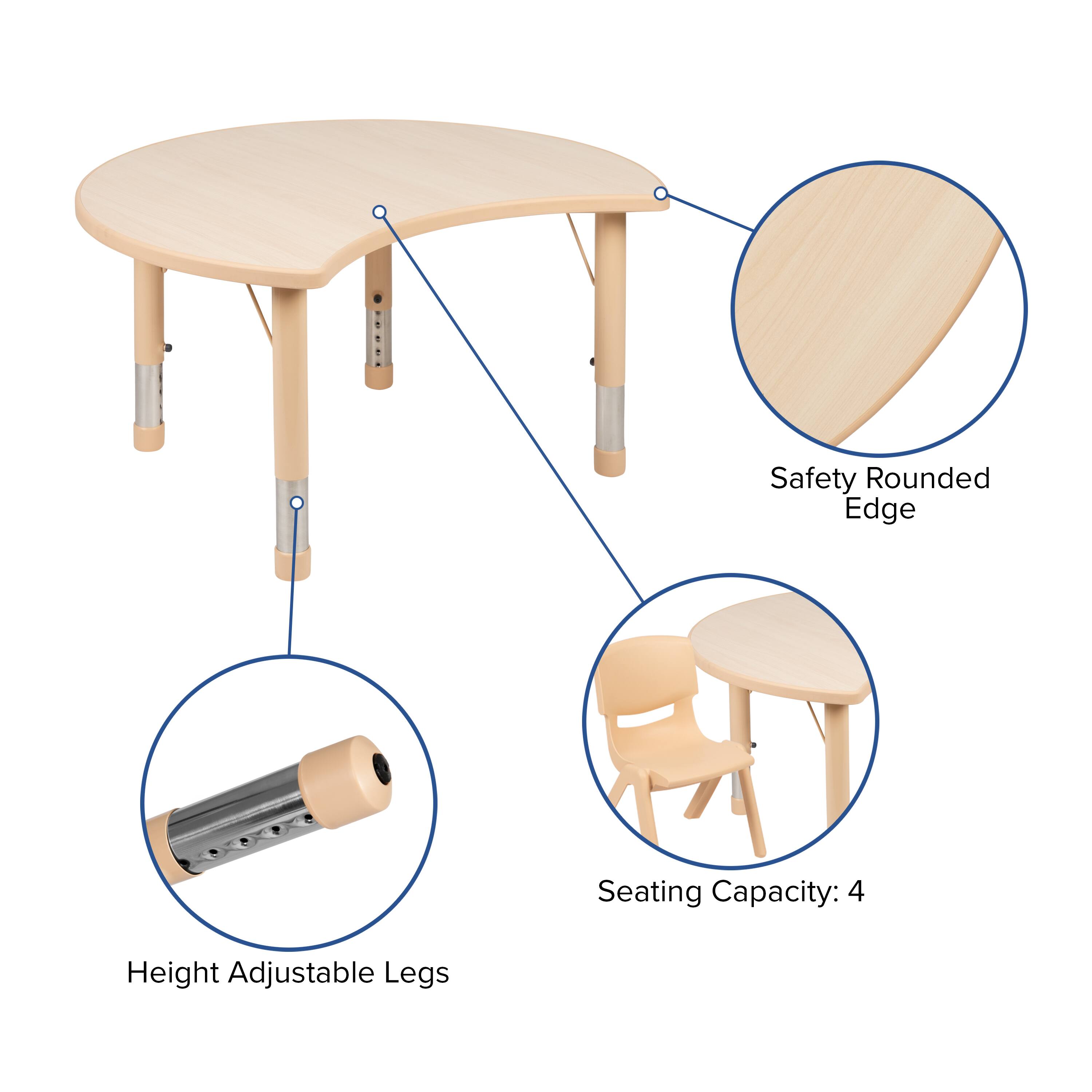 Safety Rounded Edge  
Seating Capacity: 4  
Height Adjustable Legs