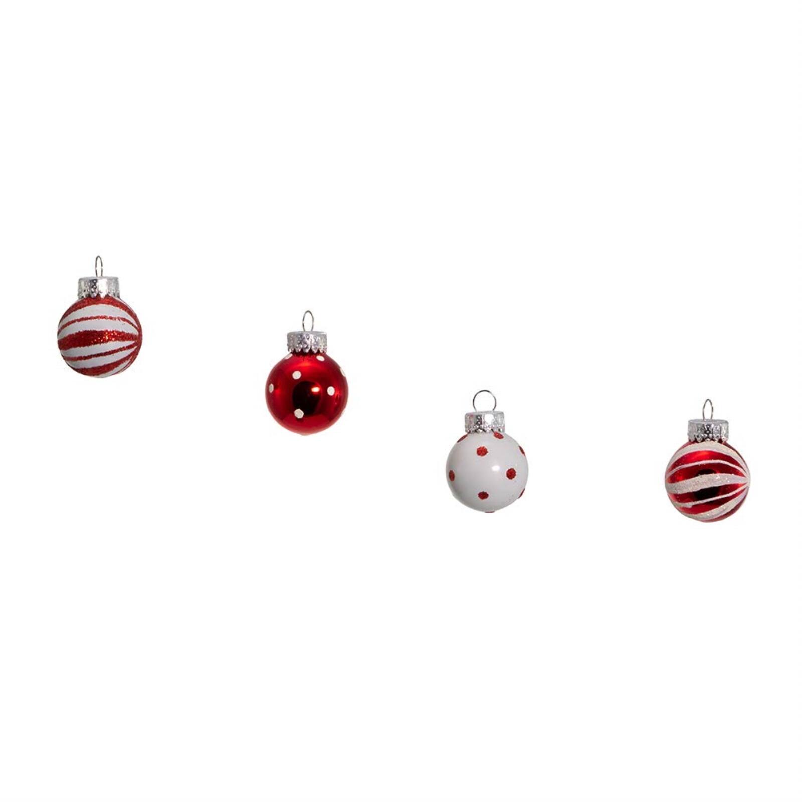Left. Kurt S Adler - Kurt Adler 25mm Red and White Glass Deco Balls Miniature Christmas Tree Ornaments 12 piece set 1 inch - Multicolor.
