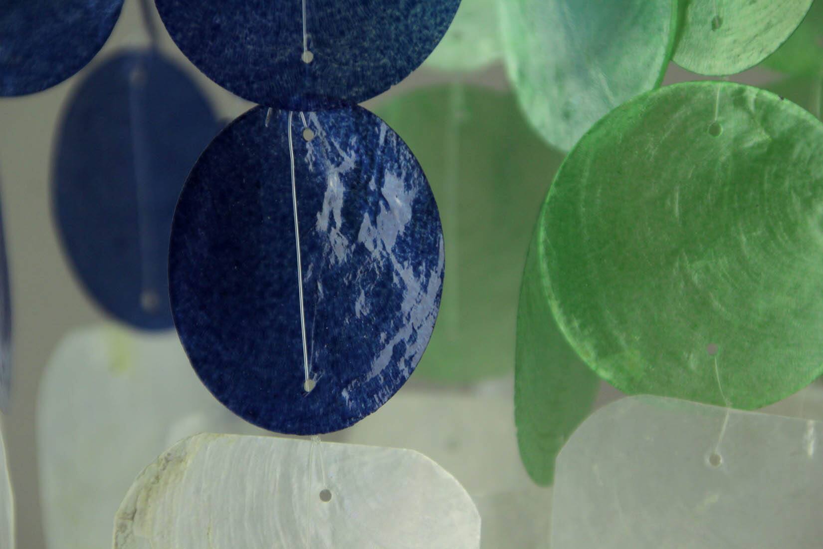 Alt View 1. Things2Die4 - Blue Green and White Capiz Shell Wind Chime for Garden Patio Yard Set of 2 - Blue.