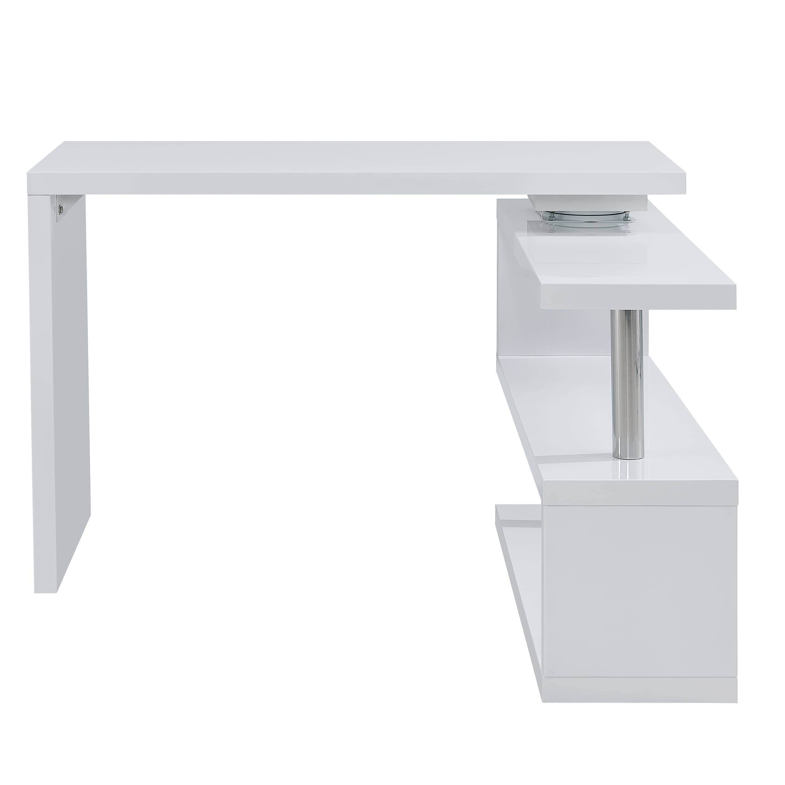 Left. TinyHomie - Yates Multifunctional Corner L Desk with Shelves - White.