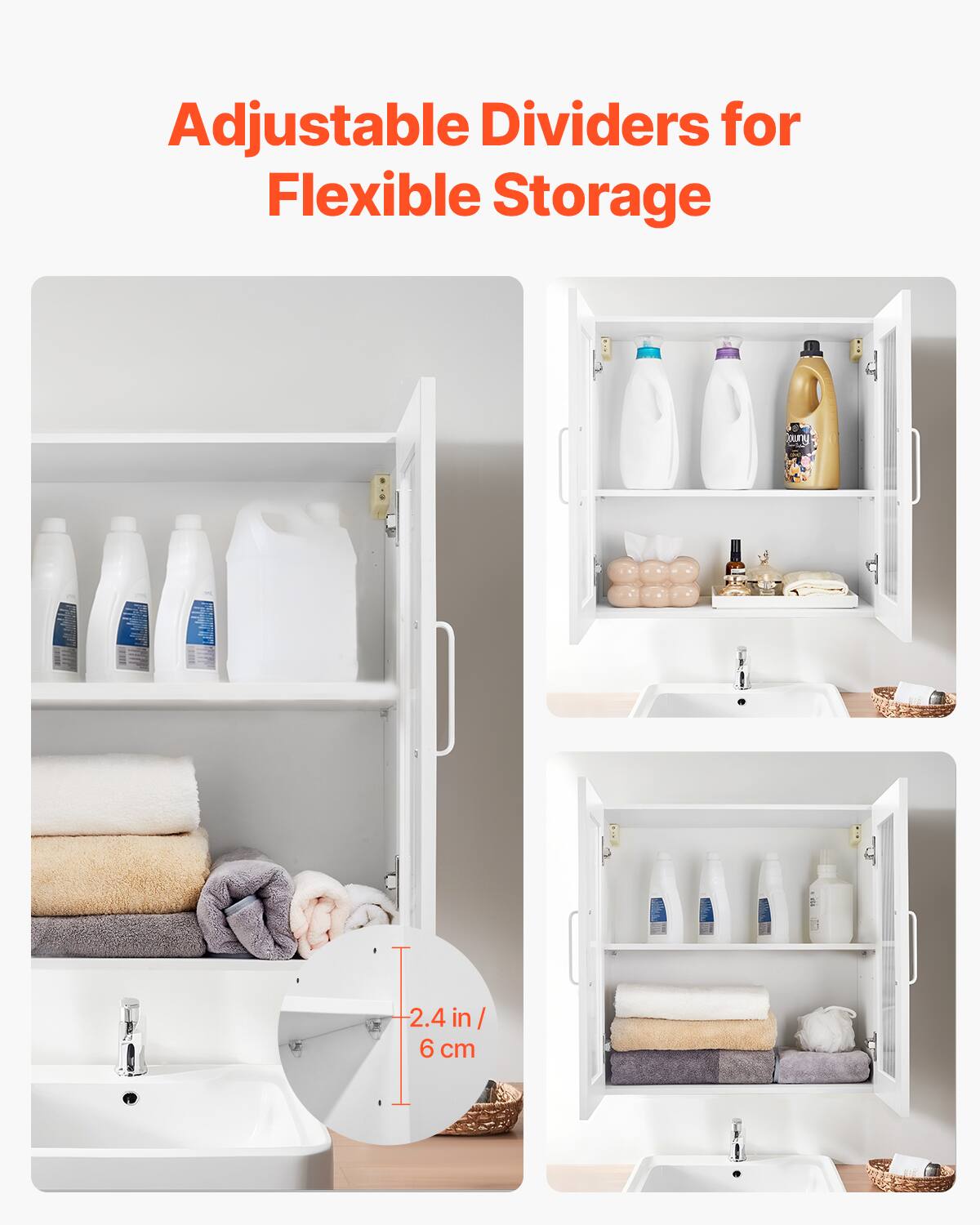 Adjustable Dividers for Flexible Storage: 2.4 in / 6 cm