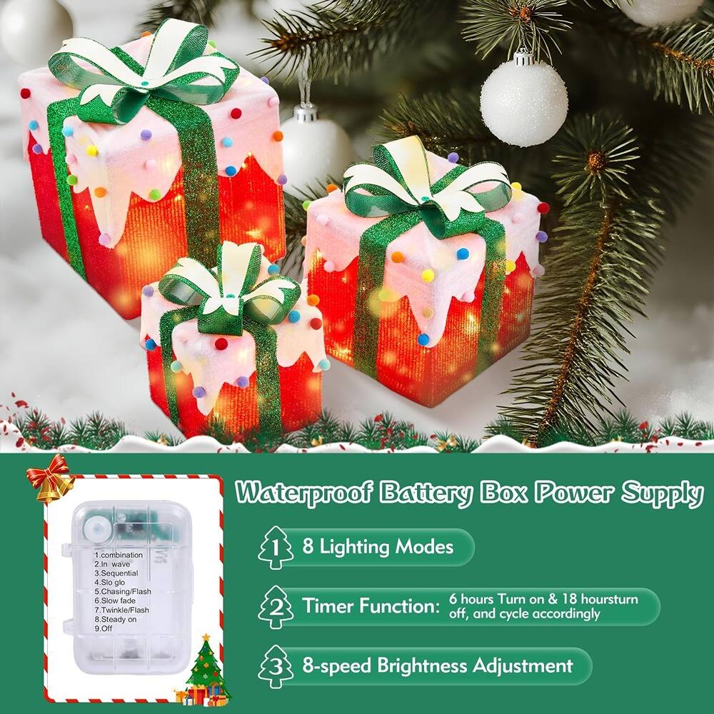 Waterproof Battery Box Power Supply

1. 8 Lighting Modes:
   - Combination
   - In wave
   - Sequential
   - Slow glow
   - Chasing/Flash
   - Slow fade
   - Twinkle/Flash
   - Steady on
   - Off

2. Timer Function: 6 hours Turn on & 18 hours turn off, and cycle accordingly

3. 8-speed Brightness Adjustment