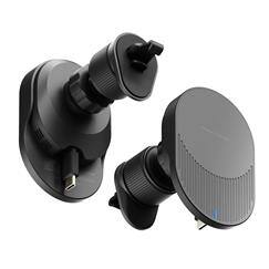 Back. ReelCharge - ReelCharge Wireless Fast Charging Mount 15W, Qi Phone Holder for Car Vent Black.