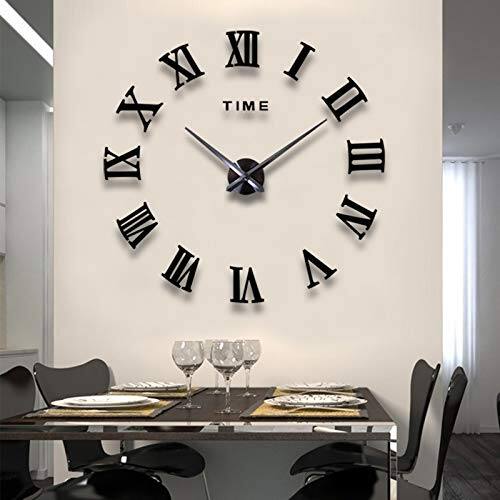 Comfort Essence - 3d Diy Mirror Surface Wall Clocks Room Decorative Watches 1.Modern Design,Luxury Decoration Effect, Large - Black
