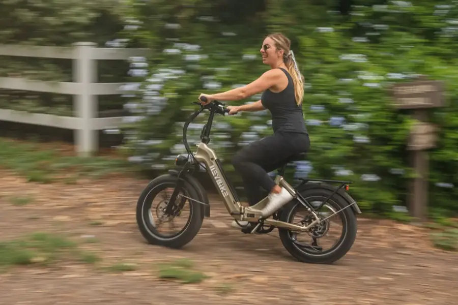 Alt View 5. Heybike - RangerS Foldable Fat Tire Commuter Step Thru Ebike with 55mi Max Range 28mph Max Speed Torque Sensor UL Certified - Blue.