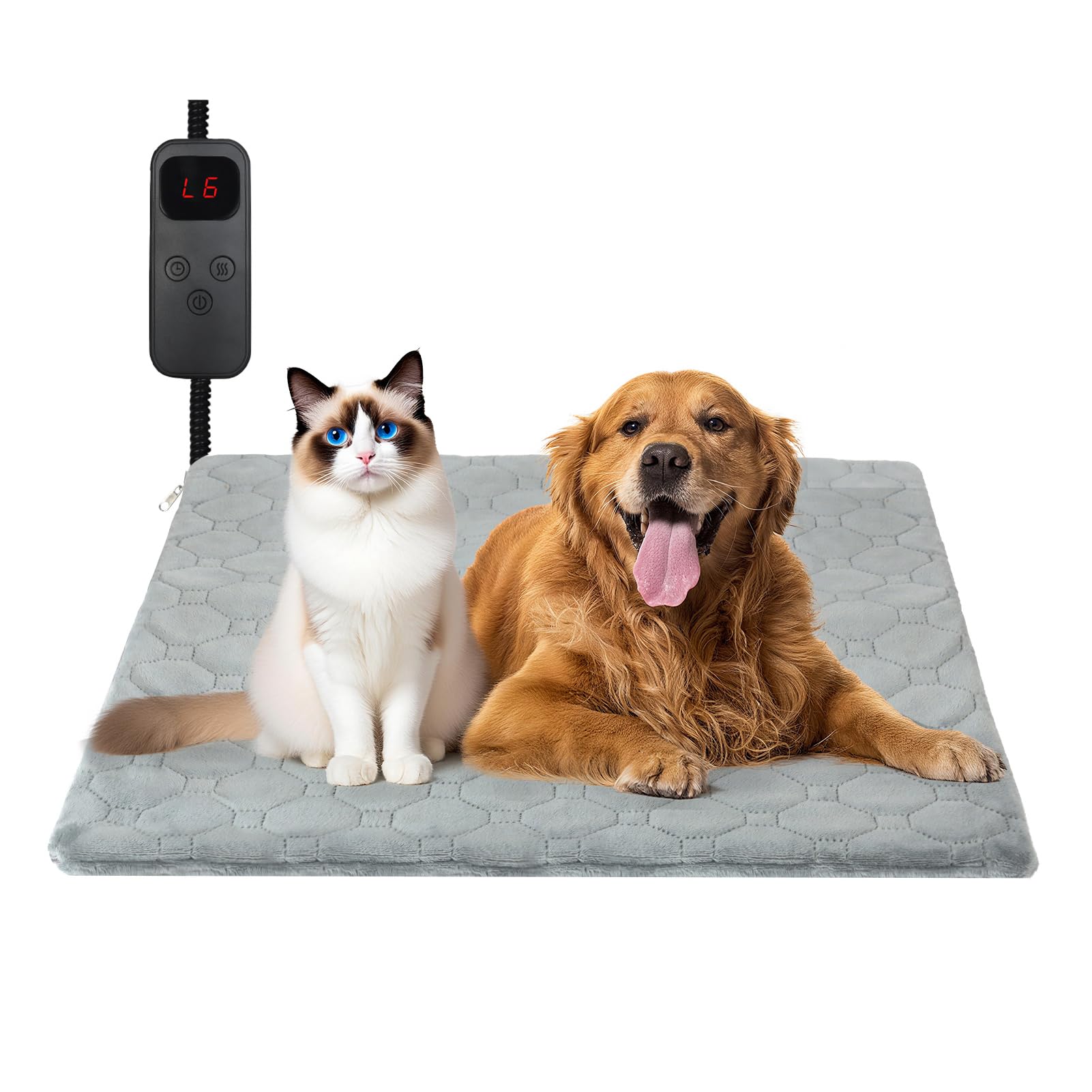 Front. Reds Spade - Cat Heating Pad 6 Adjustable Temperature 5 Timer Options 15 7 X 27 5 Pet For Cats Dogs Waterproof Indoor Ou... - Grey M (17.7'' × 17.7'').