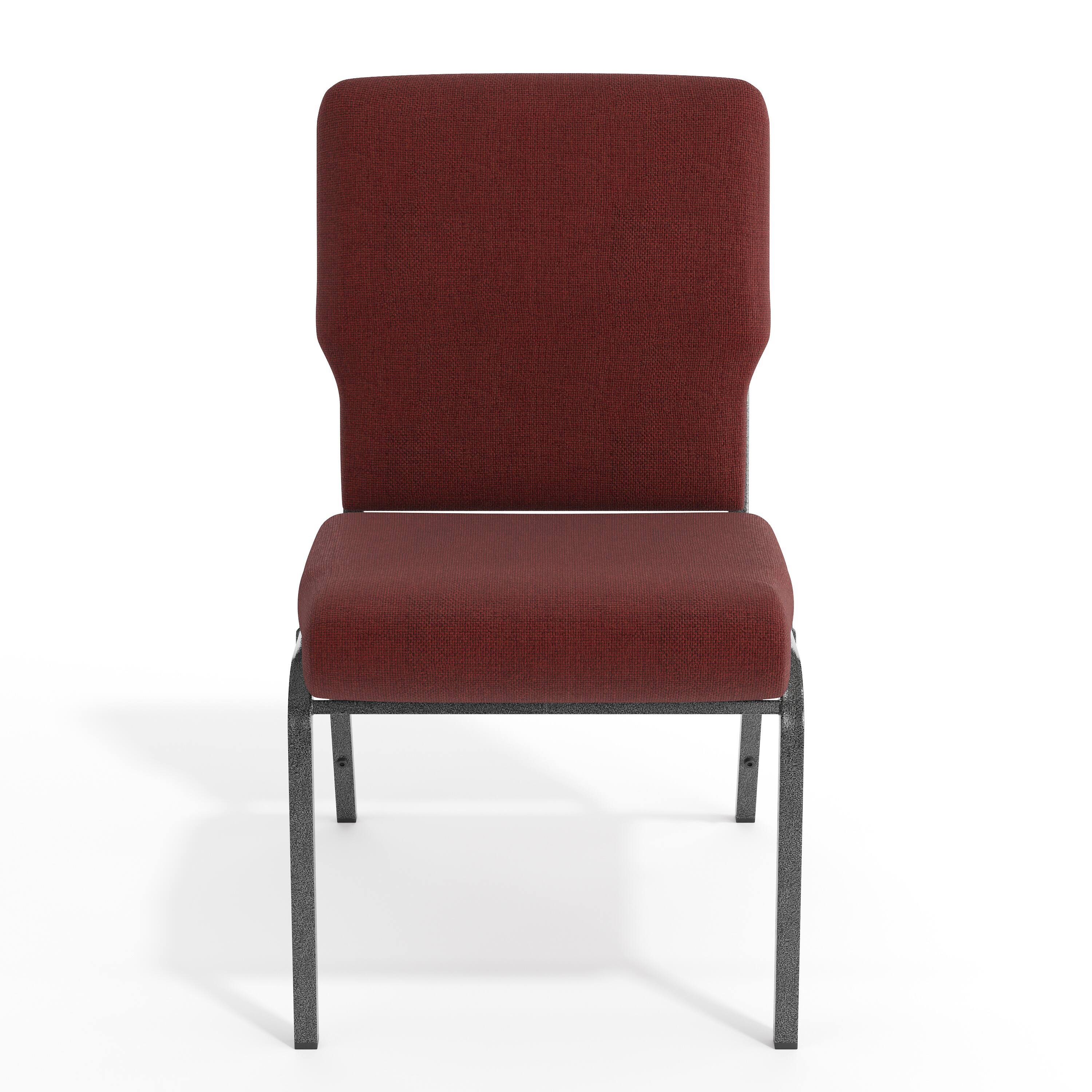 Alt View 9. Emma + Oliver - 20.5 in. Molded Foam Church Chair - Maroon Fabric/Silver Vein Frame.