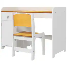 Qaba - Kids Desk and Chair Set with Storage - White