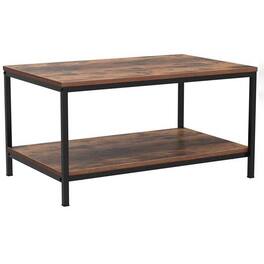 SlickBlue - 2-Tier Industrial Coffee Table for Living Room - Rustic Brown
