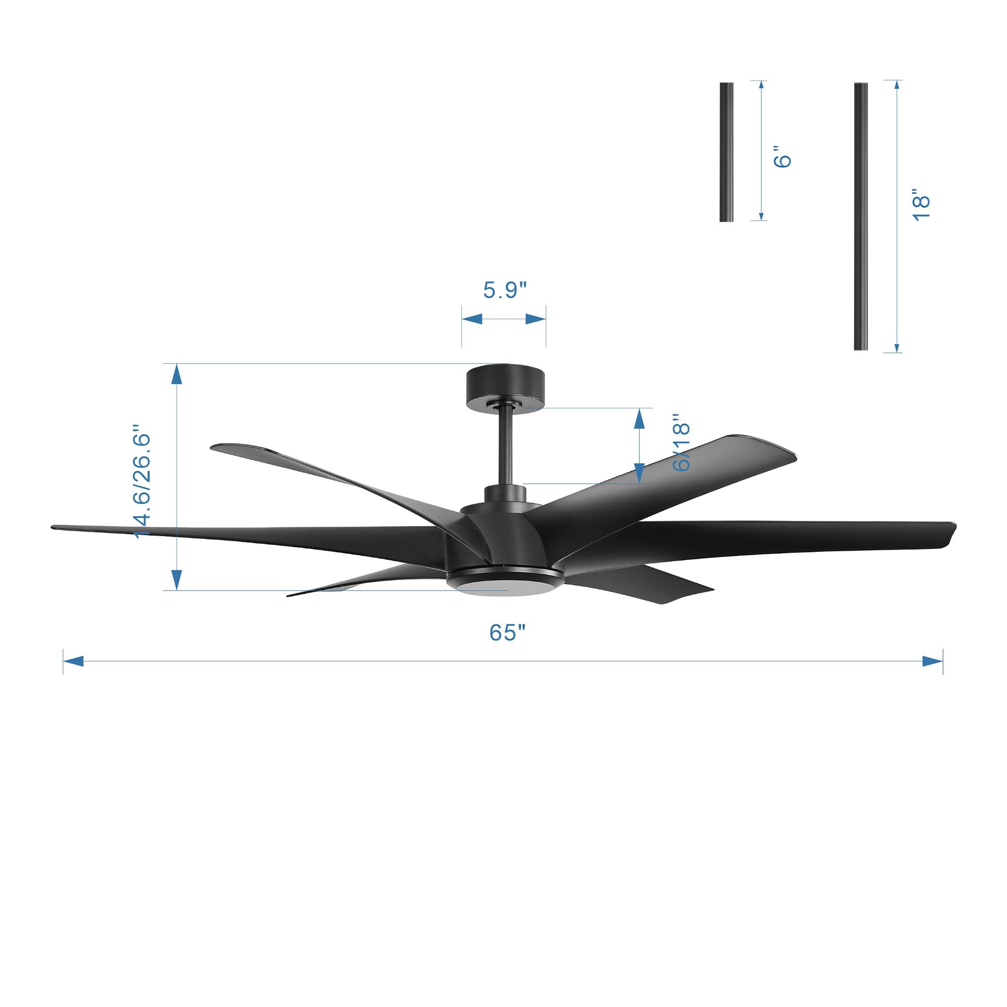 6 18" 8 5.9" 4.6/26.6" 65"