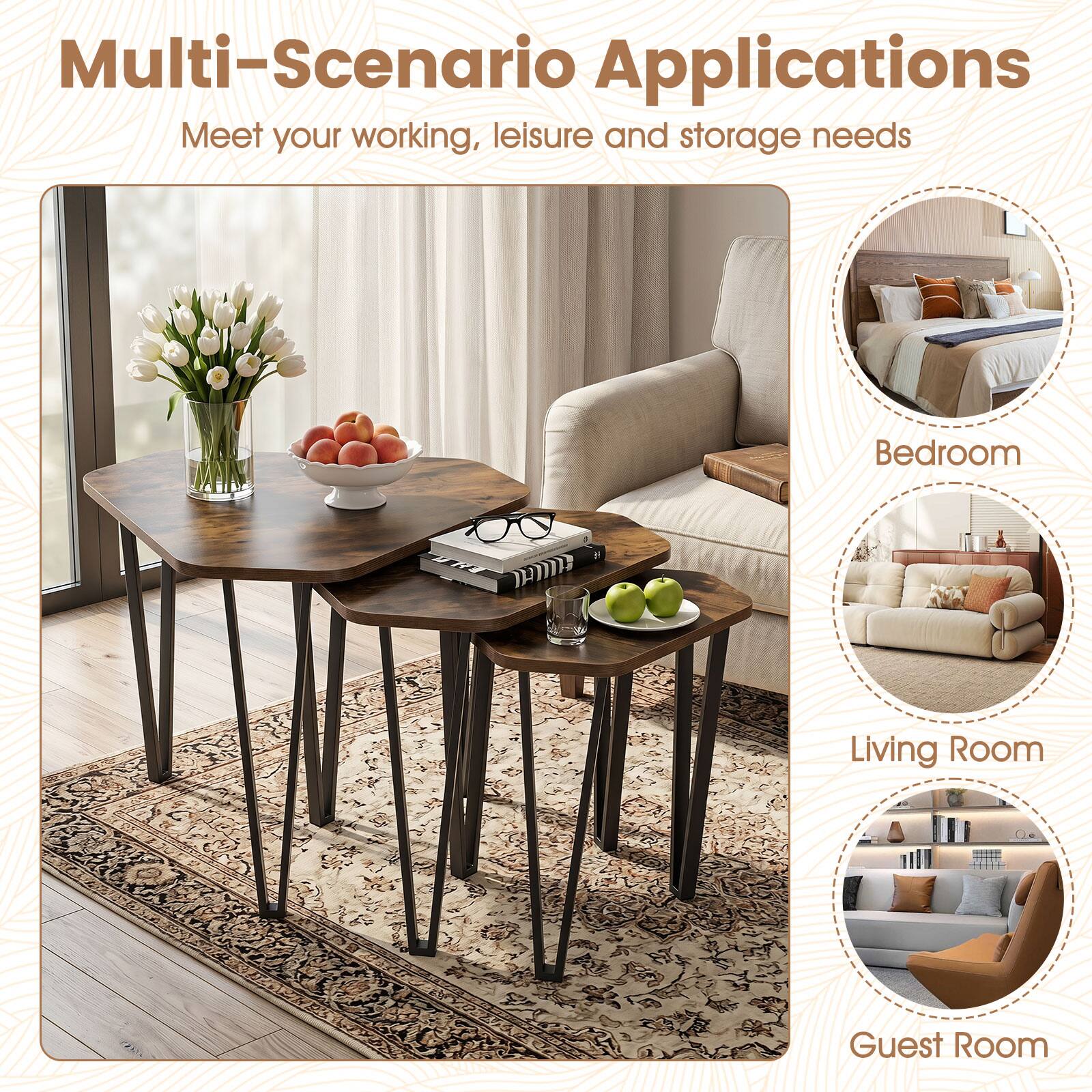 Multi-Scenario Applications  
Meet your working, leisure and storage needs  
Bedroom  
Living Room  
Guest Room
