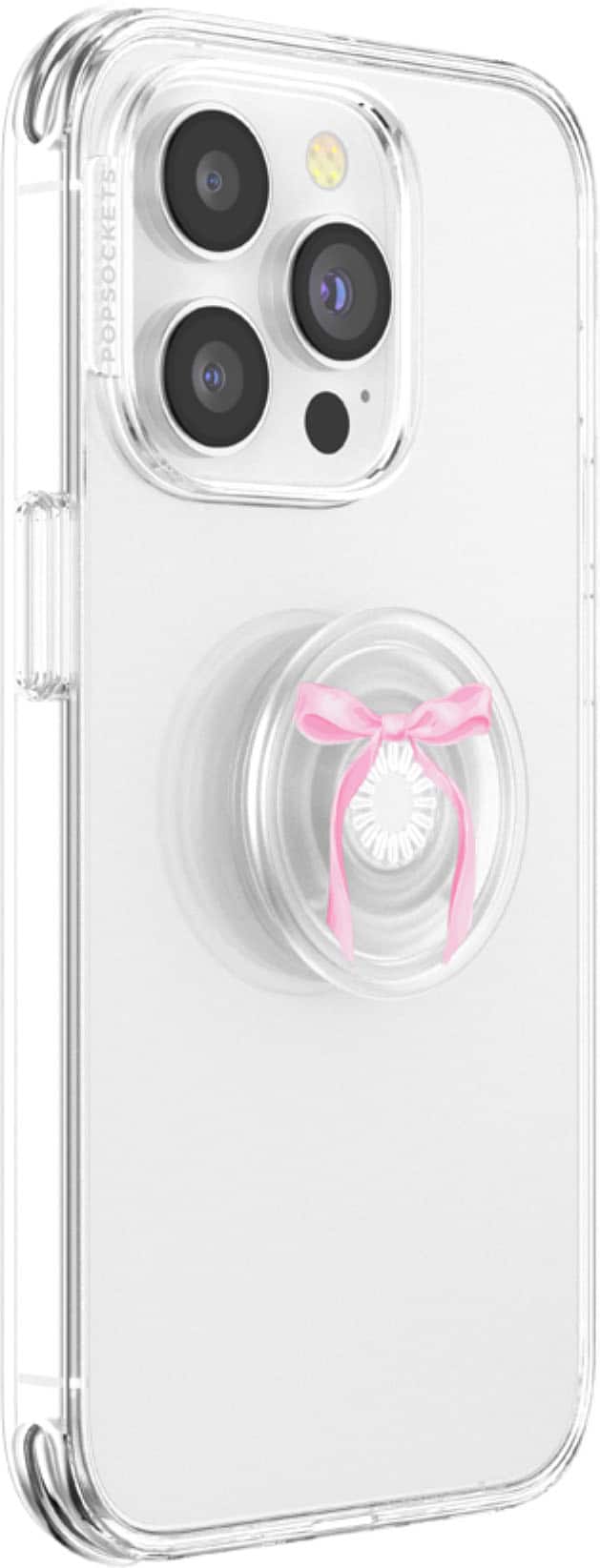 Angle. PopSockets - Adhesive PopGrip Universal Grip & Stand for Cell Phones - Pink Bow.