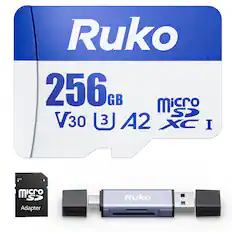 Ruko 256GB MicroSD V30 A2 XC I Lock Adapter